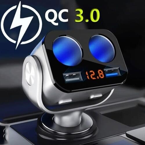 Car cigarette lighter adapter QC3.0 cigarette lighter car USB 12V-30V 2 port charging socket 2 in 1 car spare parts Accessories
