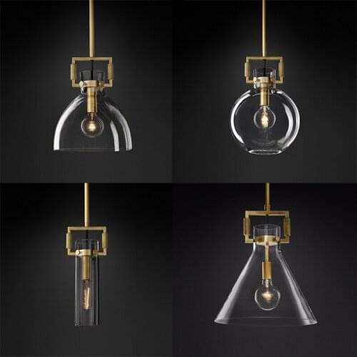 American RH Lamp Edison E27 LED Pendant Light Gold Metal Led Pendant Lamp Indor Lighting Adjustable Droplight Hanging Lamp