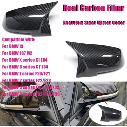 1 Pair AN Carbon Fiber Rearview Sider Mirror Cover Replacement for BMW F20 F21 F22 F23 F20 F31 F32 F33 F34 F35 E84 Dry Carbon