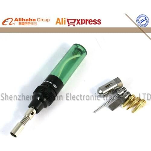 Free Shipping Aerated Flame Butane Gas Soldering Iron Kit Set Pen Flame Torch DIY Tool Cordless Solder Iron +5/PCS Tips +nozzle