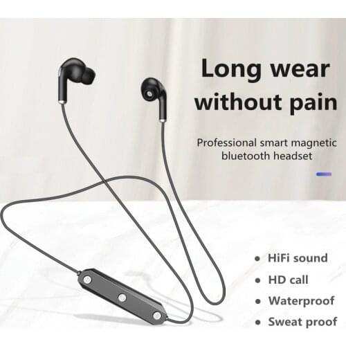 HiFi Sound Effect Wireless Headset Neckband Earphone with Mic Earbud Headphones Sports Suitable for Android IOS System