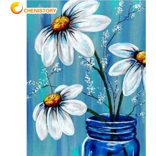 CHENISTORY Diamond Painting Vase Flower 5D Diy Diamond Mosaic House Full Square Landscape Embroidery Sale Handicrafts Picture