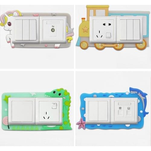 Double switch protective cover Cartoon luminous switch stickers wall sticker Living room socket decoration cover wholesale