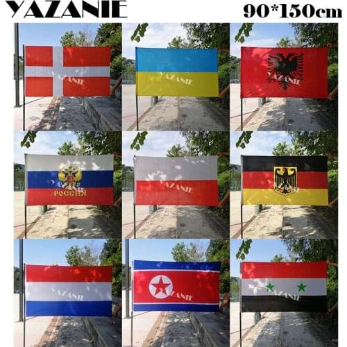 YAZANIE 90x150cm Denmark Ukraine Albania Russian Poland Germany Netherlands North Korea Syria Polyester Print Flags and Banners