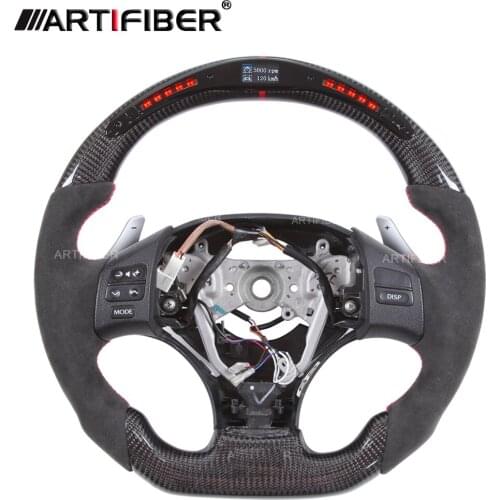 Race display 100% Real Suede Carbon Fiber LED Steering Wheel for Lexus IS