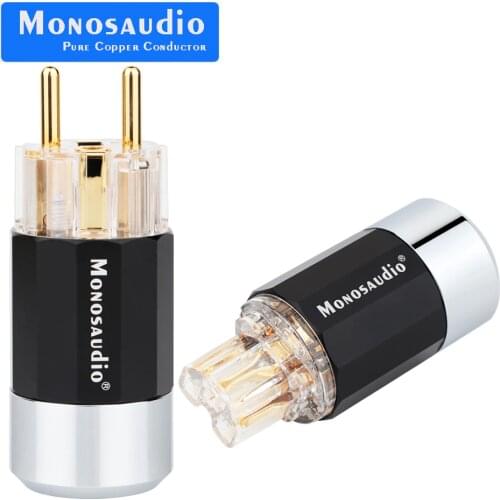 Hi-end E109G/F109G 99.99% Pure Copper EU Plug Type Schuko Power Plug Pure Copper Eu version Power Connector HIFI Power cable