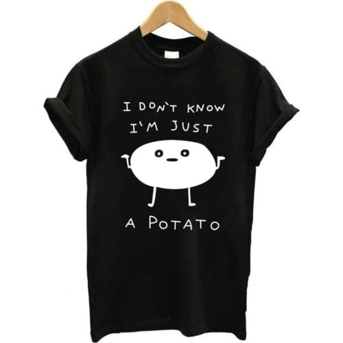 I'm just a potato Funny letter print 100% cotton t shirt short sleeve crewneck loose t-shirt top tees for women girls Mujer