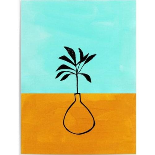 Picture Home Green Leaf Decor Modular Cartoon Painting Canvas Modern Printed Poster Wall Yellow Blue Art Living Room No Frame