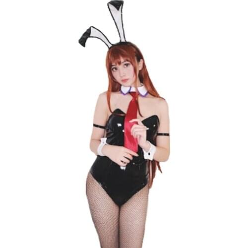 Cos Steins Gate 0 Makise Kurisu Cosplay Costume Steins Gate Makise Kurisu Cosplay Christina Bunny Girl Latex Catsui full set