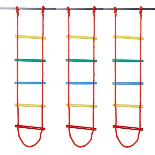 Climbing Rope Ladder For Kids Wooden Hanging Ladder For Swing Set Outdoor Rings Swing Games Funny Climbing Rope Safe Sports Rope