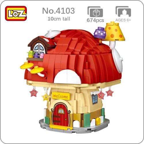 LOZ 4103 Miss Miracle Forest Mushroom House Cabin Flower Star 3D Model DIY Mini Blocks Bricks Building Toy for Children no Box