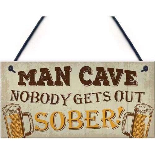Meijiafei Man Cave Sign Garden Shed Bar Pub Hanging Plaque Alcohol Beer Friendship Gift For Dad