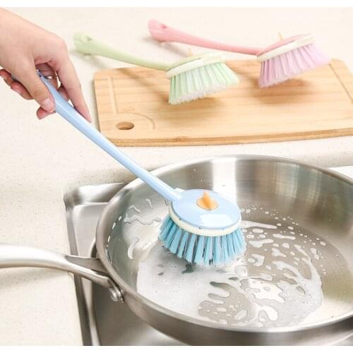 Long Handle Cleaning Pot Brush Multifunctional Removable Kitchen Non-sticky Plastic Dishwasher