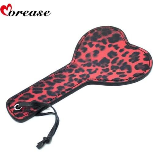 Morease Red leopard heart PU spanking paddle flogger flirting sex crop fetish Whip bondage Brinquedos For Couple Women