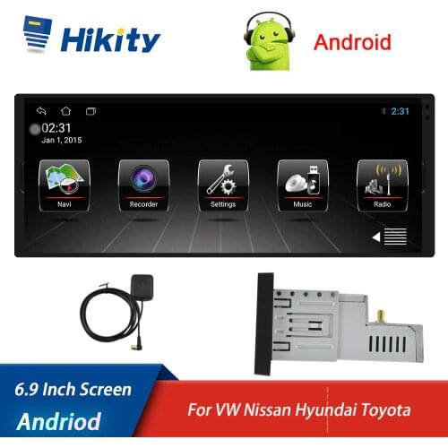 Hikity Android 1 Din Multimedia MP5 Player 6.9 Inch GPS WIFI Bluetooth Player Car Stereo For Nissan Hyundai Kia Toyata Chevrolet