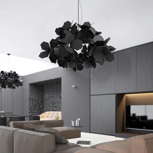Novel LED Chandelier Modern Nordic Bar Iron hanging lights / White / Black Simple Dining Room Living Room chandelier ceiling