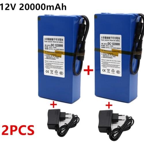 New DC 12v 20000 mah lithium ion rechargeable battery, high capacity ac power charger with 4 kinds of traffic development