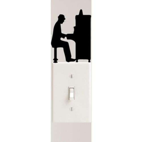 Piano Music Decal Vinyl Sticker Man Instrument Light Switch Classic Home Decor Car Windows Laptop Sticker
