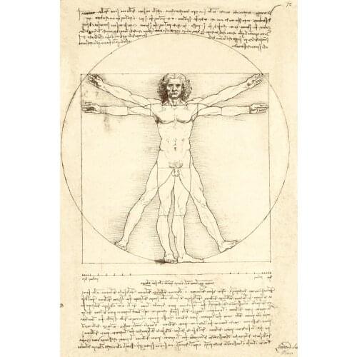 Home decor posters portrait canvas painting home art black and white pictures masterpiece Vitruvian Man By Leonardo da Vinci