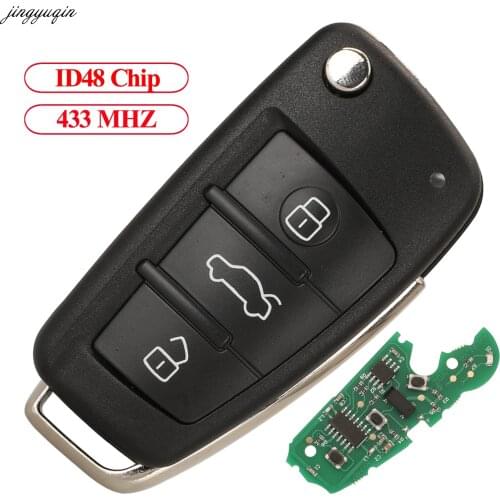 Jingyuqin Flip Remote Control Car Key 433MHZ ID48 Chip (Separate) For Audi A4 231G 2005 8E0837220E 3 Buttons