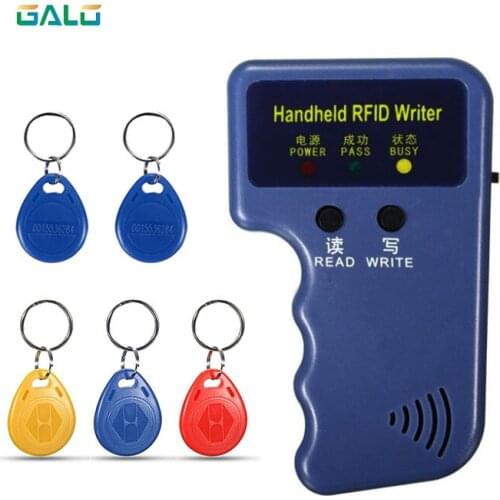 Handheld 125KHz RFID Duplicator Copier Writer Programmer Reader with Keys Cards Rewritable ID Keyfobs Tags Card