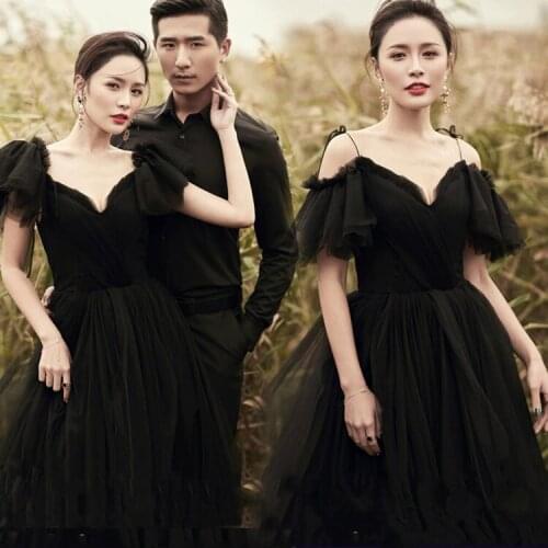 Vestido de Noiva sexy Wedding Dresses spaghetti straps sweep train 2021 Sweetheart Ball Gown Black Bridal Dress wedding gown