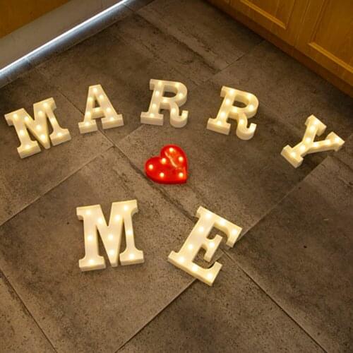 16/22CM DIY Luminous Lights LED Letter Night Light Creative Alphabet Number Battery Lamp Romantic Wedding Party Decoration