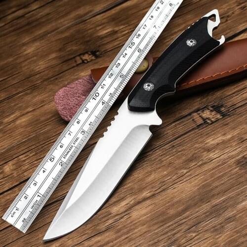 Free shipping Handmade D2 steel Hunting Knife G10 handle Camping Survival Fixed Blade Tactical Knife
