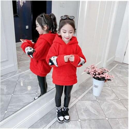Girls' Hoodies Sweatshirts Kids Underwear 2021 Princess Plus Velvet Thicken Warm Winter Autumn Cotton Tops Fleece Childrens Clo