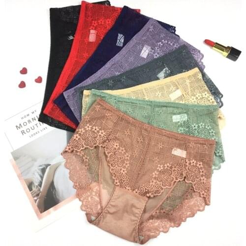 Jian Peng 8colors Sexy Lace Panties Soft Breathable Briefs Women Underwear Ladies Panty Transparent Tempting Low-Rise Lingerie
