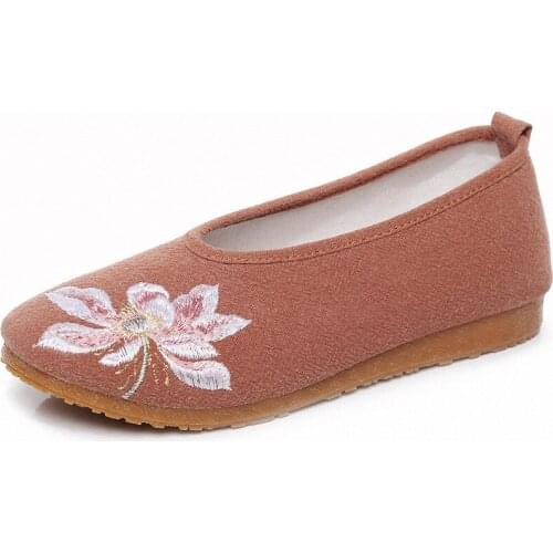 YourSeason Flower Embroidered Ladies Soft Cotton Fabric Slip-On Shoes Retro Women Casual Non-Slip Walking Ballet Flats Platforms