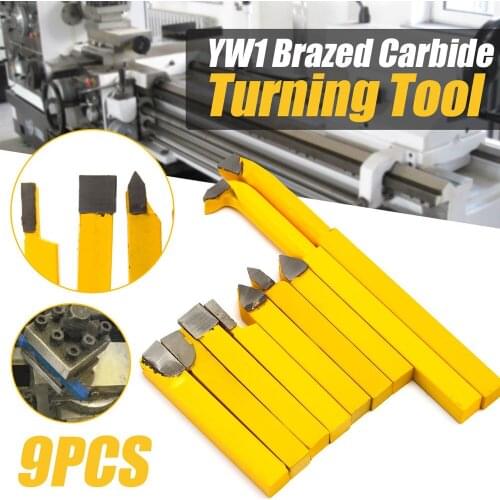 9Pcs 8mm-12mm YW1 Alloy Carbide Tipped Lathe Welding Turning Tools Milling Welding Bit