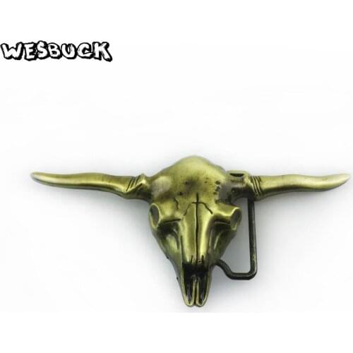 WesBuck Brand Bull Head Belt Buckle Western Buckles For Men Women Belt Buckle Metal Cowboy Buckles fit 4cm Wide Belt