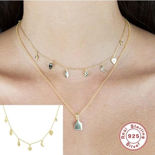 CANNER Luxury 925 Sterling Silver exquisite small pendant fashion Necklaces for Women Diamond Chian Necklace Jewelry collares