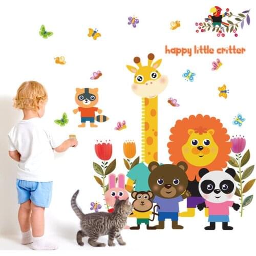 Animal paradise Cartoon lion giraffe wall stickers PVC Environmental wall decals For Childrens room kindergarten decor sticker