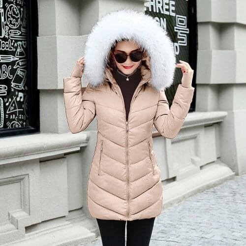 Winter Jacket Women New 2019 Coats Artificial raccoon hair collar Female Parka black Thick Cotton Padded Lining Ladies S-3XXXL