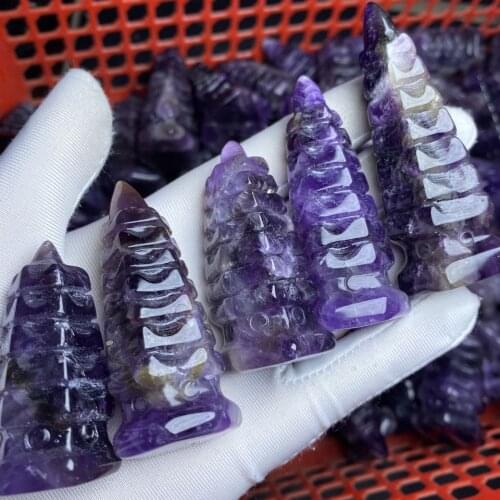1pcs 9-10cm hot sales beautiful natural amethyst quartz crystal Wenchang tower as gift wholesale for home decor