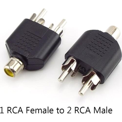 2pcs 2 RCA Y Splitter Connector AV Audio Video Plug Converter Cable Male Female Plug 2 in 1 Adapter