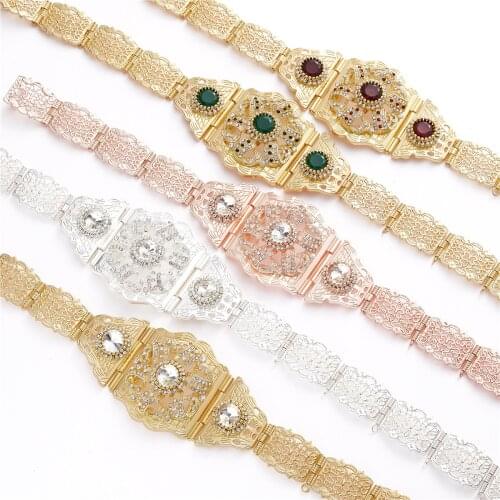2021 Jul Algeria Moroccan Chic Caftan wedding 14k gold and silver Metal belt for women adjustable chain