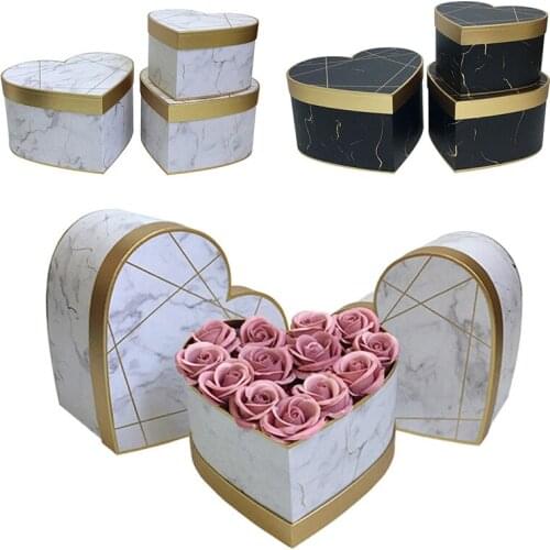 3Pcs/set Florist Hat Boxes Heart Shaped Box Gift Boxes Set Gift Box Packaging Christmas Flowers Gifts Living Vase Decoration