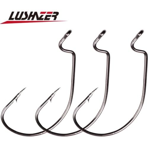 30pcs/50pcs/100pcs Fishing Hook Carbon Steel Wide Crank Offset Fishhook For Soft Lure Bass Barbed Carp Fishing Tackle Worm Hook