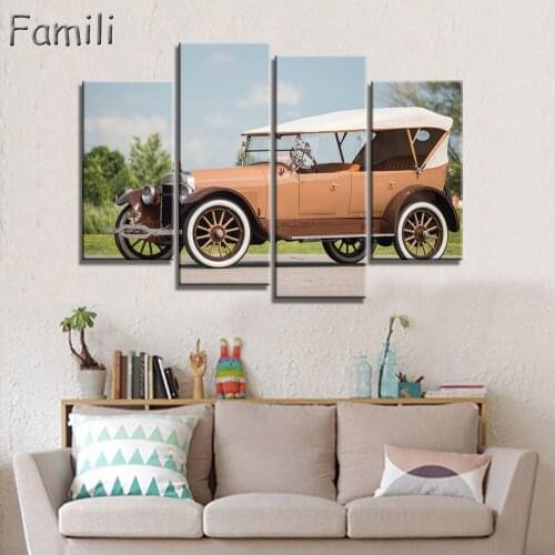 4pcs Hot rod classic car classic retro style living room home wall modern art posters prints
