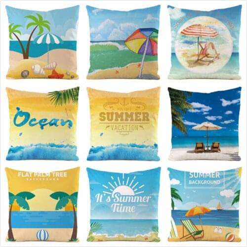 45cm*45cm Cartoon coconut trees imitated silk fabric throw pillow covers couch cushion cover home decorative pillows