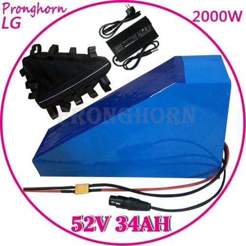 52V Triangle Battery 52V 34AH Lithium Battery Pack 52V 34Ah use LG cell Electric Bike Battery for 48V 1000W 1500W 2000W Motor