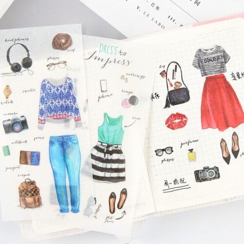 6Sheets/Set Girls Dress Collocation Creative Decoration Scrapbooking Stickers Transparent PVC Stationery Planner Stickers