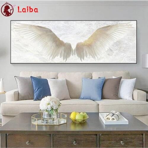 Diamond Embroidery White angel wings Full Square round Diamond Mosaic Rhinestones Art Painting Cross Stitch Wall Decor