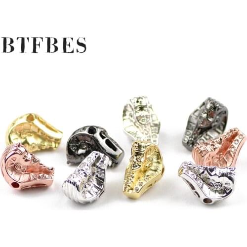 BTFBES Gold Color Mysterious Egyptian Pharaoh Ms Pendant Copper Beads Men Bracelet Accessory Loose bead for Jewelry Necklace DIY