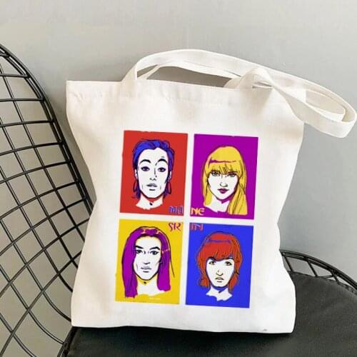 Shopper Colorful Maneskin Kawaii Bag Harajuku women Shopping Bag Canvas Shopper Bag girl handbag Tote Bag Shoulder Lady Bag