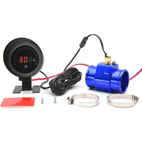 LCD Water Temperature Gauge with Sensor Water Temp Gauge Adaptor Joint Pipe Sensor Radiator Digital Smoke Lens Auto Gauge
