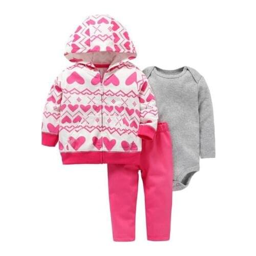Baby onesies spring and autumn childrens clothing male baby clothing suit long-sleeved bear zipper hooded + romper + pants
